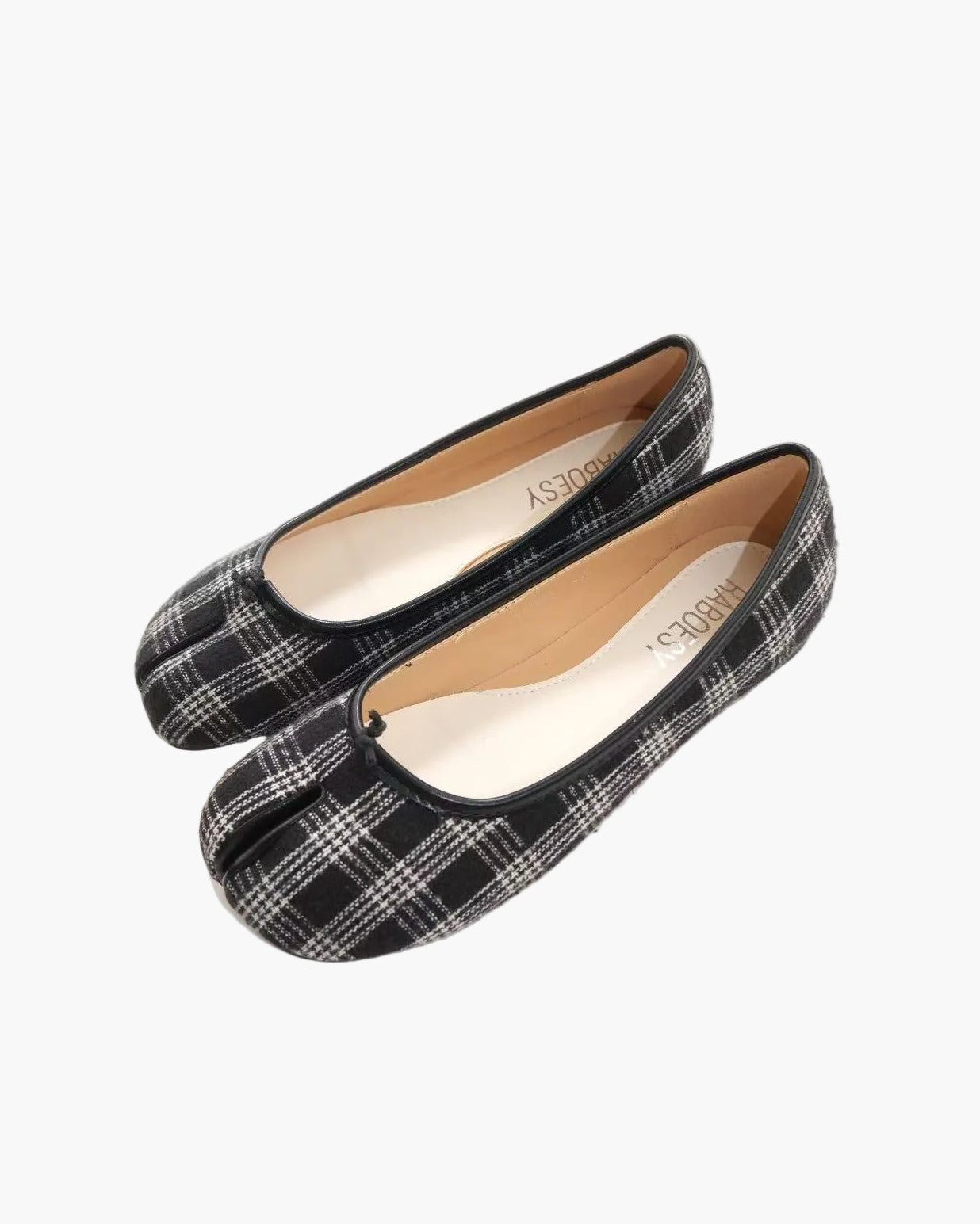 Plaid Tabi Ballet Flats