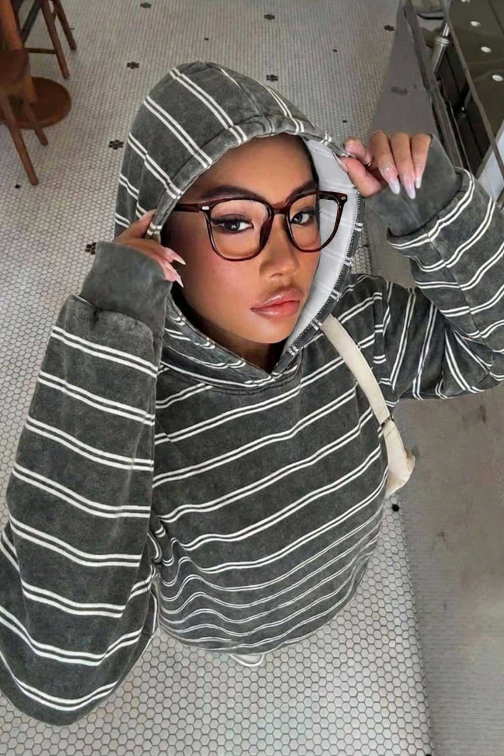 Striped Colorblock Pullover Hoodie
