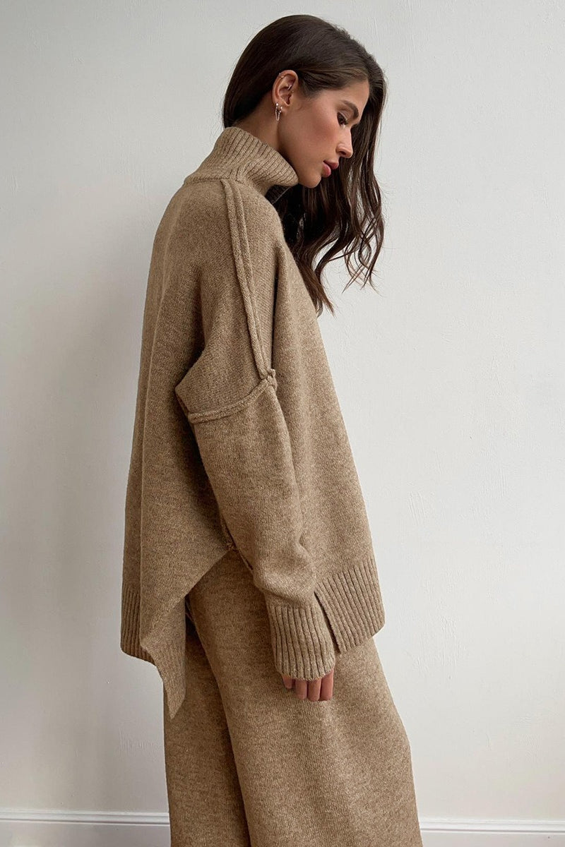 Oversized Turtleneck Sweater Wide Leg Pants Set