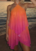 Gradient Halter Tube Cutout Back Mini Dress