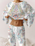 Women's Bohemian Colorful Long Sleeve Pajama Set