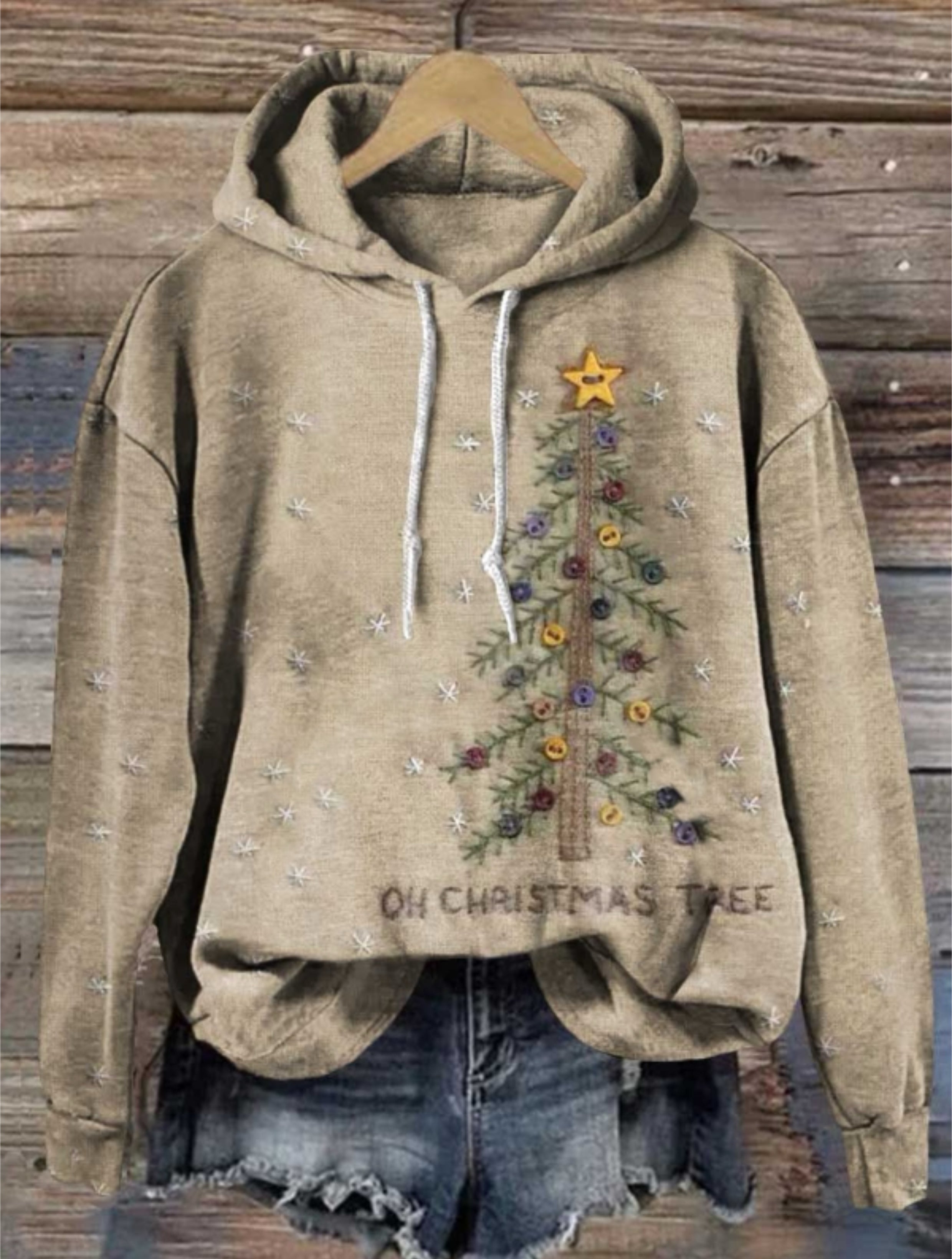 Vintage Christmas Tree Art Print Casual  Sweatshirt
