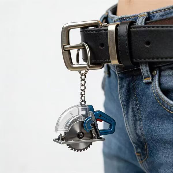 Miniature Grinding Wheel Keychain - Metal Tool Charm