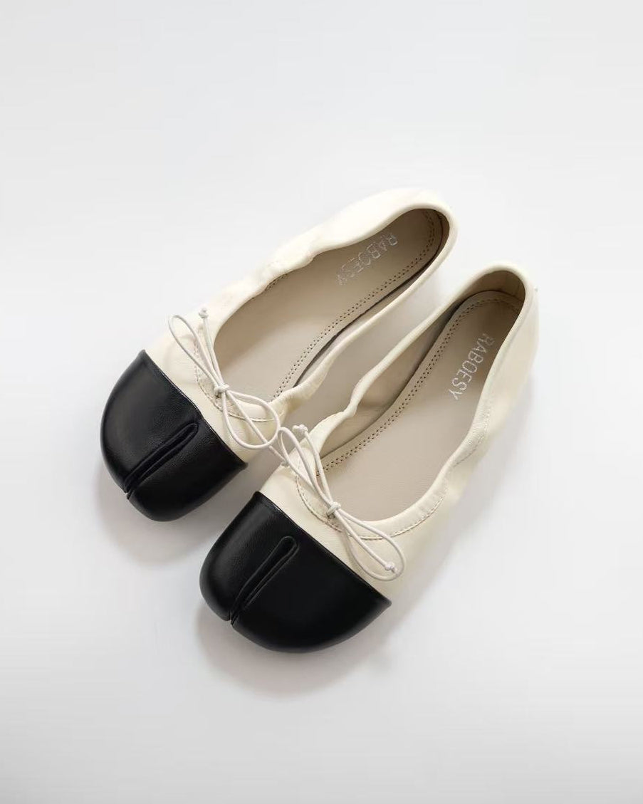 Foldable Color Block Tabi Flats
