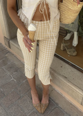 Gingham Check Cropped Capri Pants