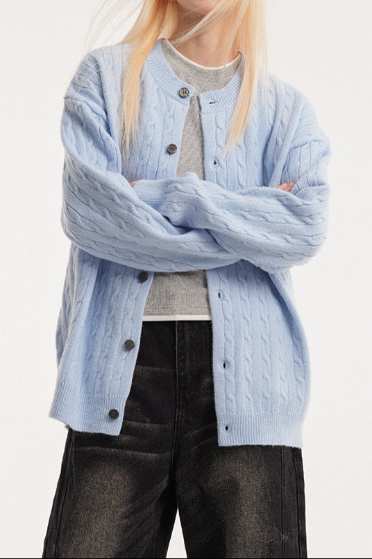 Relaxed Fit Cable Cardigan