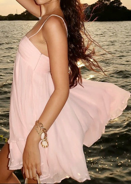 Off Shoulder Flowy Chiffon Cami Mini Dress