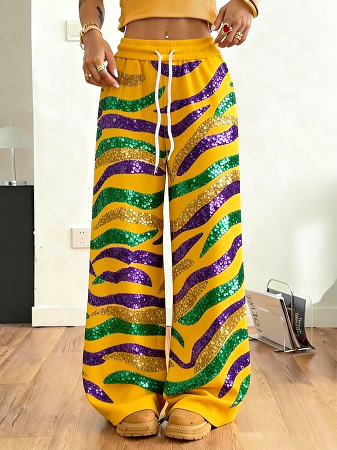 Women's casual fashion Mardi Gras tiger print sweatshirt