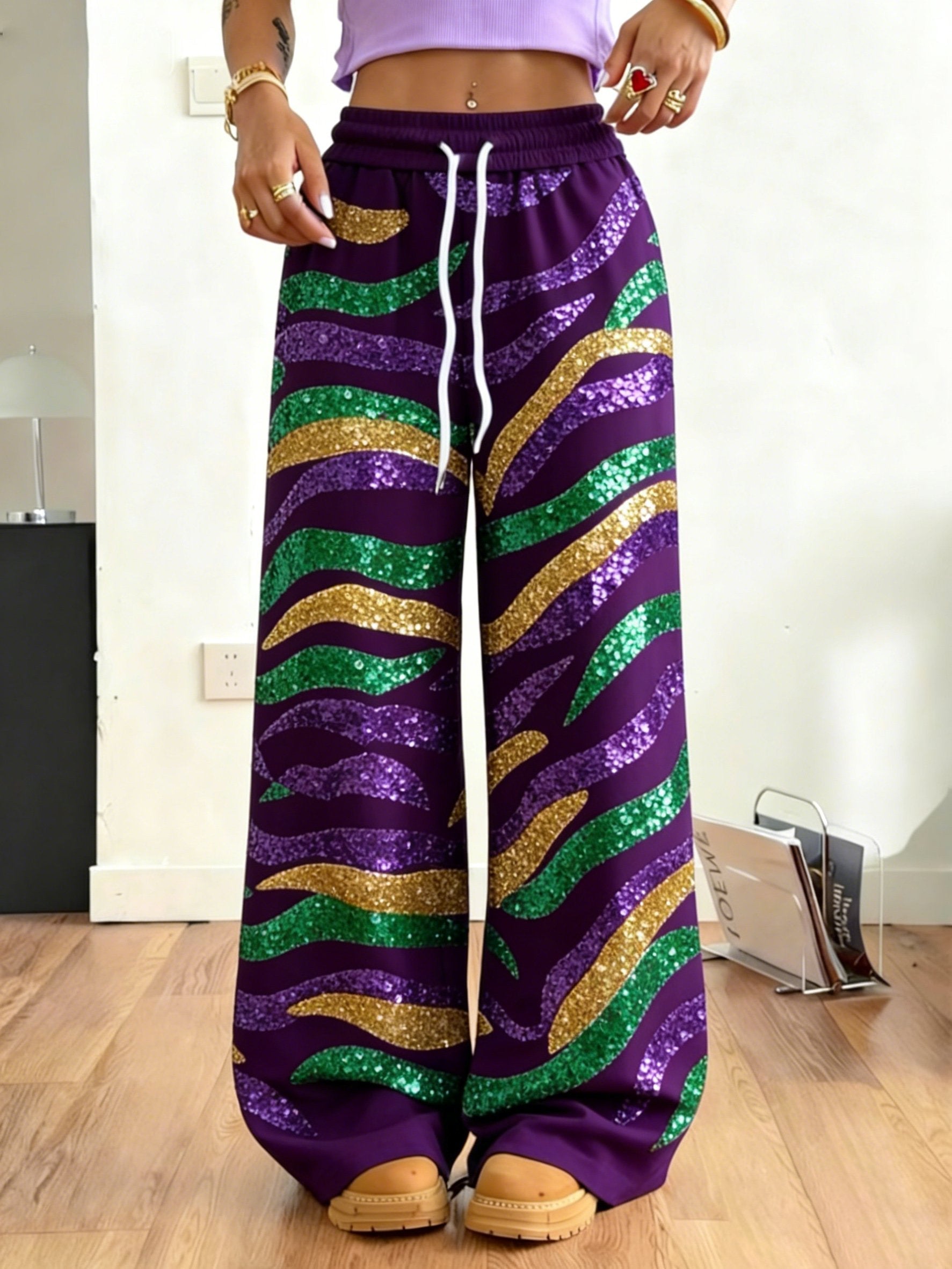 Women's casual fashion Mardi Gras tiger print sweatshirt