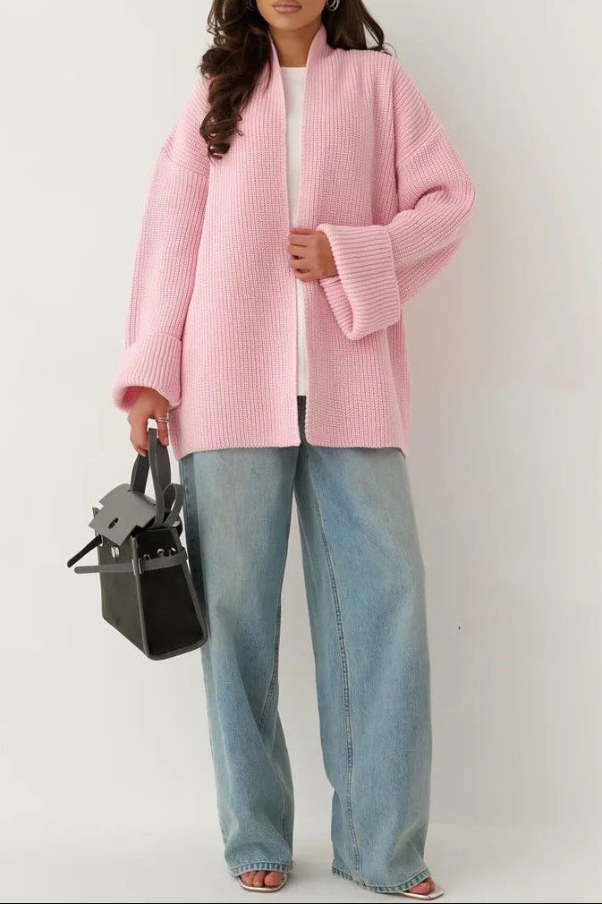 Relaxed Cozy Tie Waist Knit Cardigan