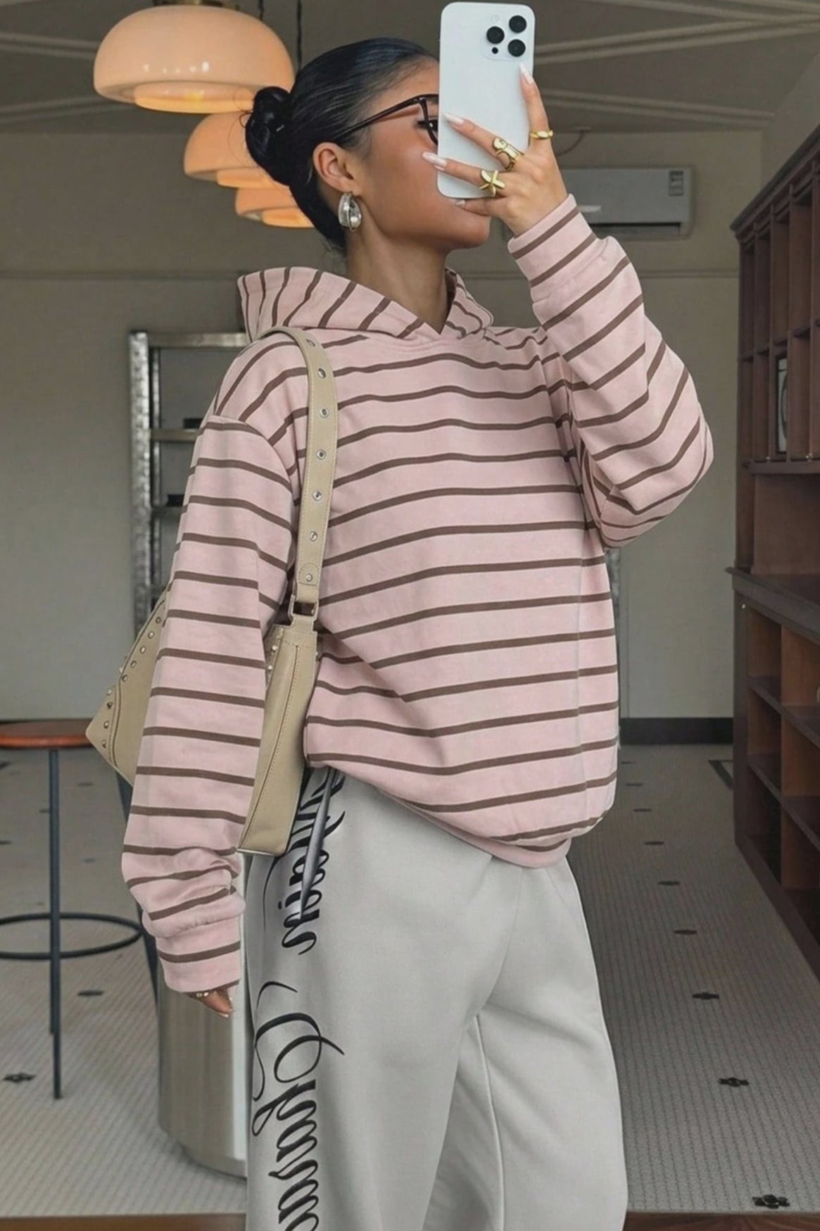 Striped Colorblock Pullover Hoodie