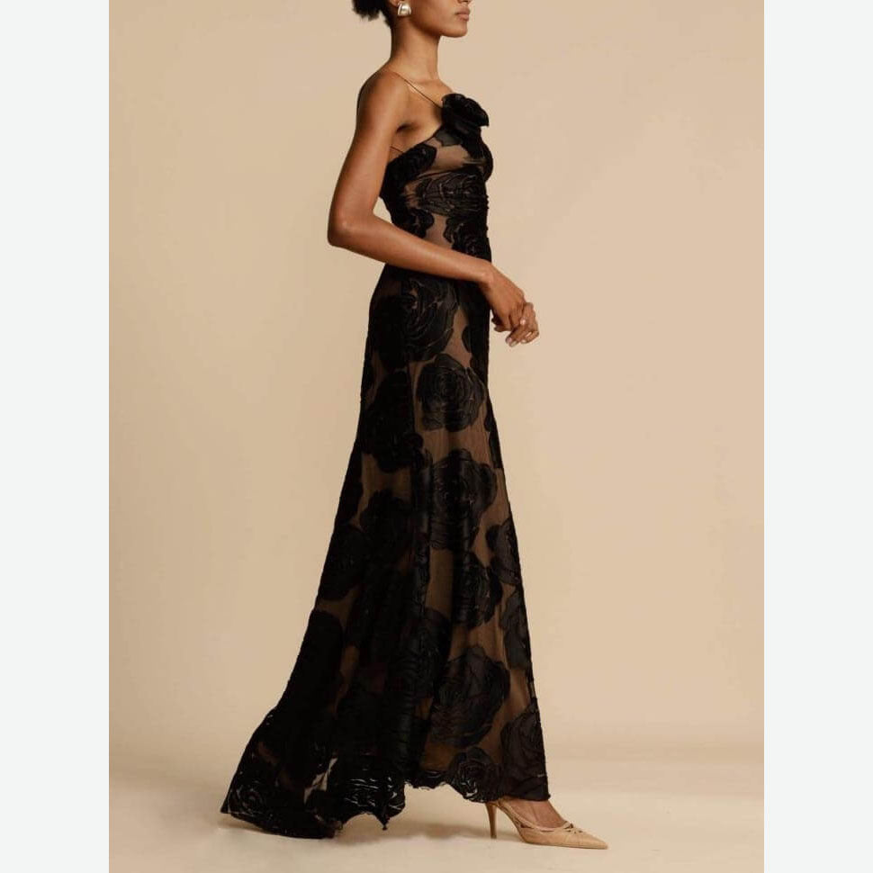 Sexy Women Clothing New Sexy Hollow Three-Dimensional Big Flower Dress