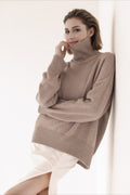 Oversized Cape Sleeve Turtleneck Knit Sweater