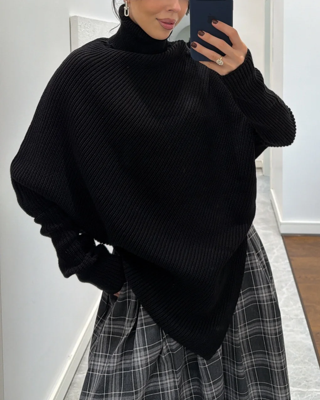 Batwing Sleeve Turtleneck Oversized Knit Sweater