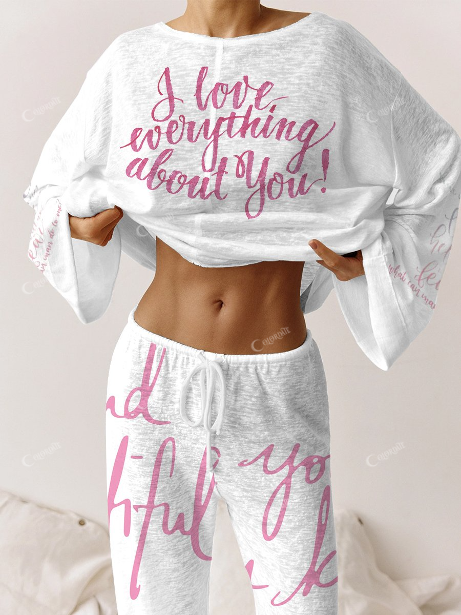 Women's Pink Long Sleeve Cotton Homewear Set