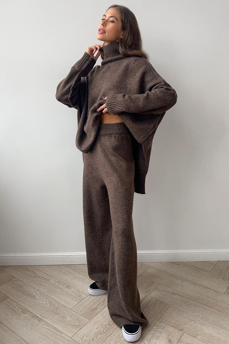 Oversized Turtleneck Sweater Wide Leg Pants Set