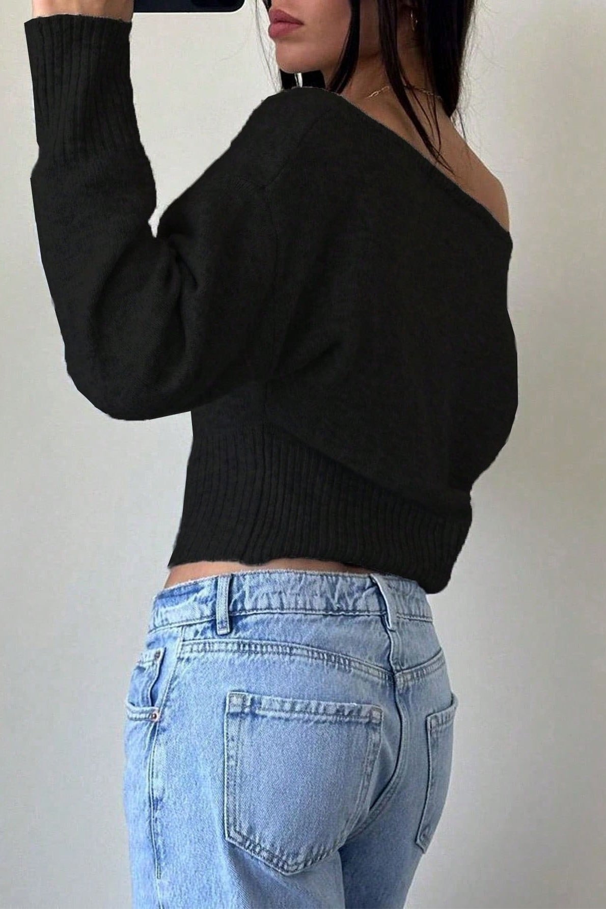 Off Shoulder Cropped Sweater