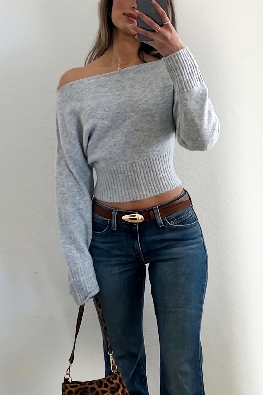 Off Shoulder Cropped Sweater