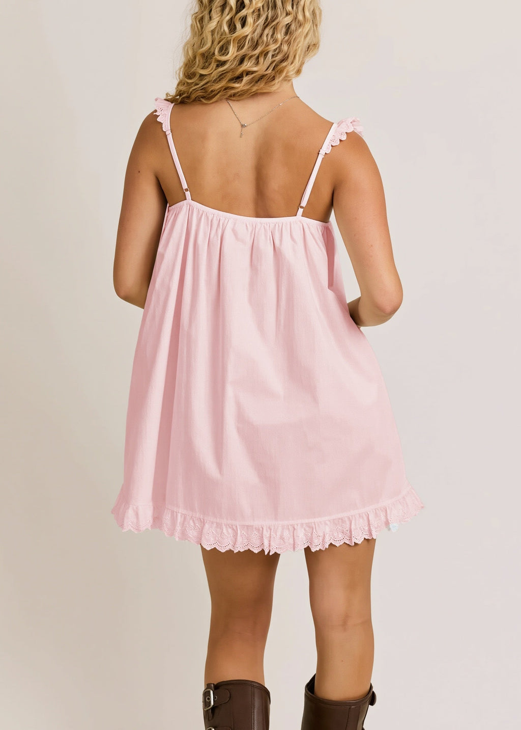 Lace Bow Ruffle Beach Slip Mini Dress