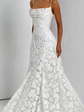 Thin straps jarquard maxi dress