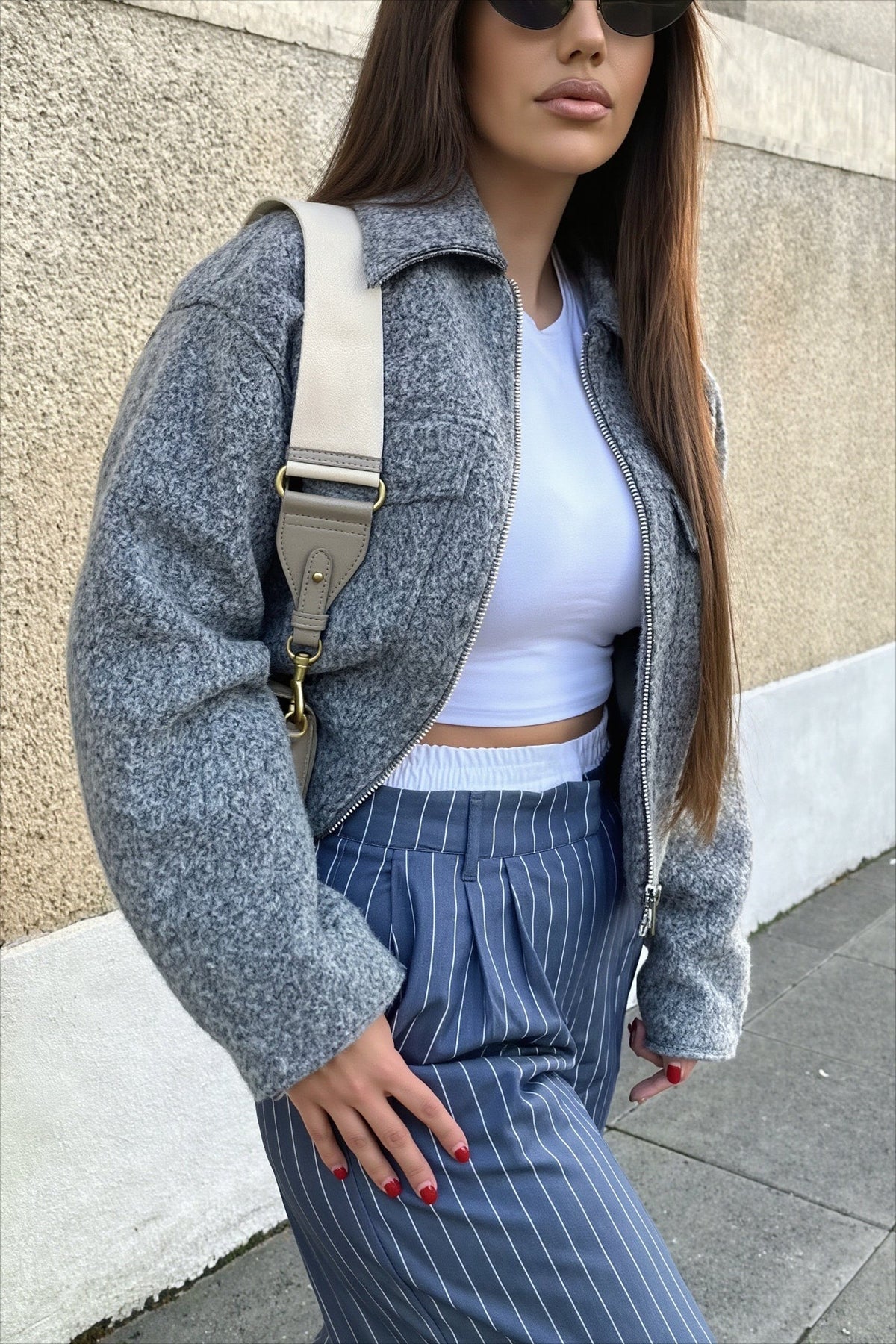 Cropped Boucle Zip Jacket