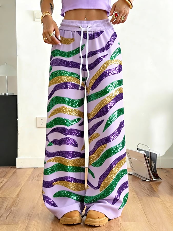 Women's casual fashion Mardi Gras tiger print sweatshirt