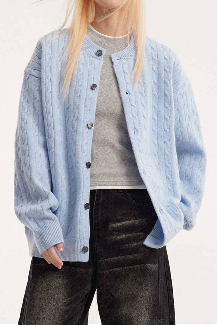 Relaxed Fit Cable Cardigan
