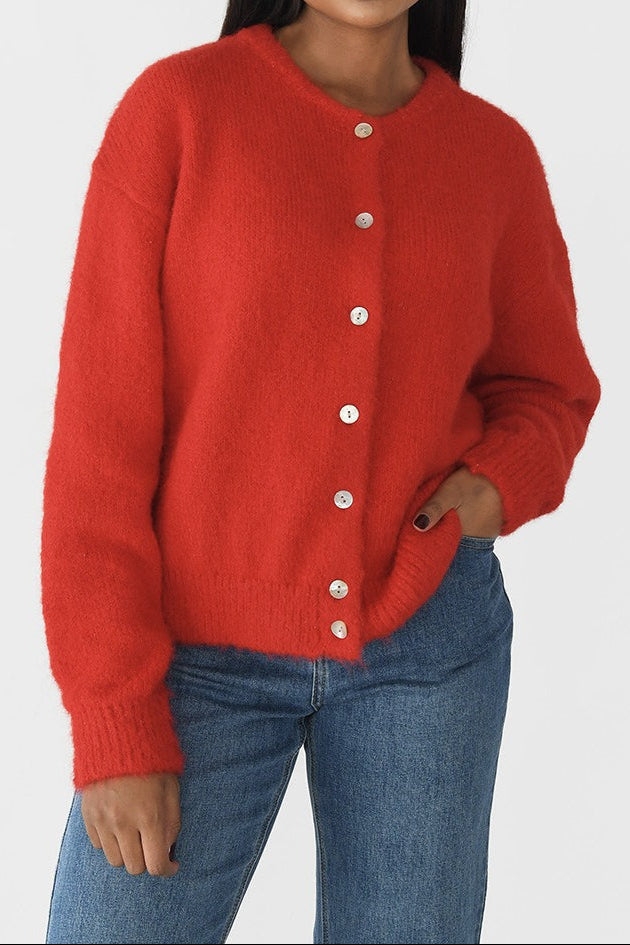 Solid Color Wool Blend Cardigan