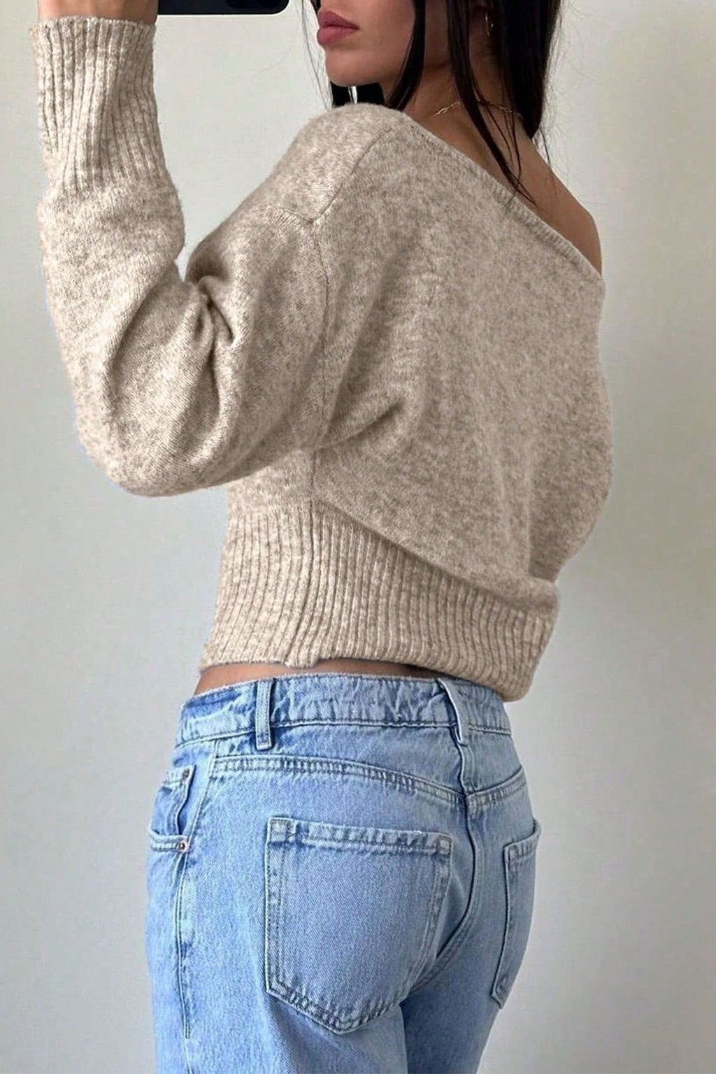 Off Shoulder Cropped Sweater