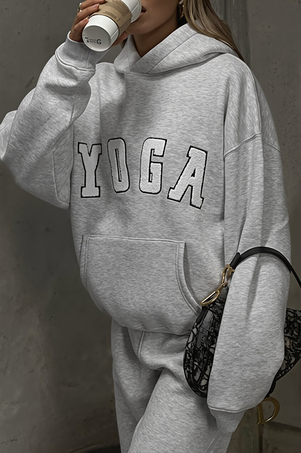 Letter Graphic Oversized Pullover Hoodie