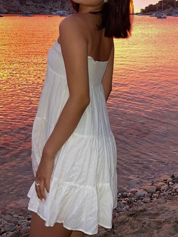 White pleated dress