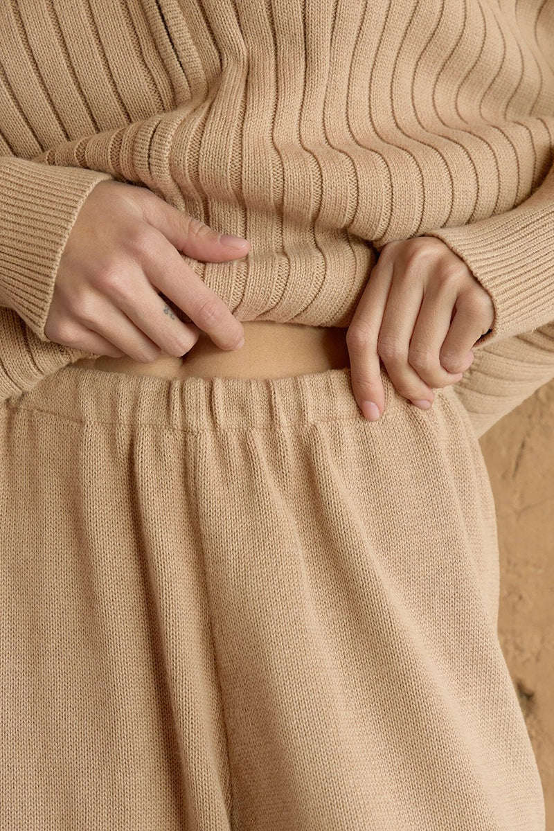 Ribbed Hooded Zip Sweater Harem Pants Set