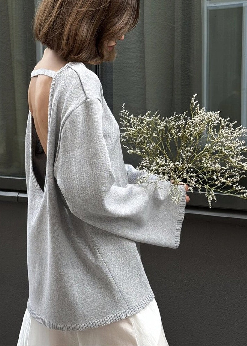 Backless Loose Fit Knit Blouse