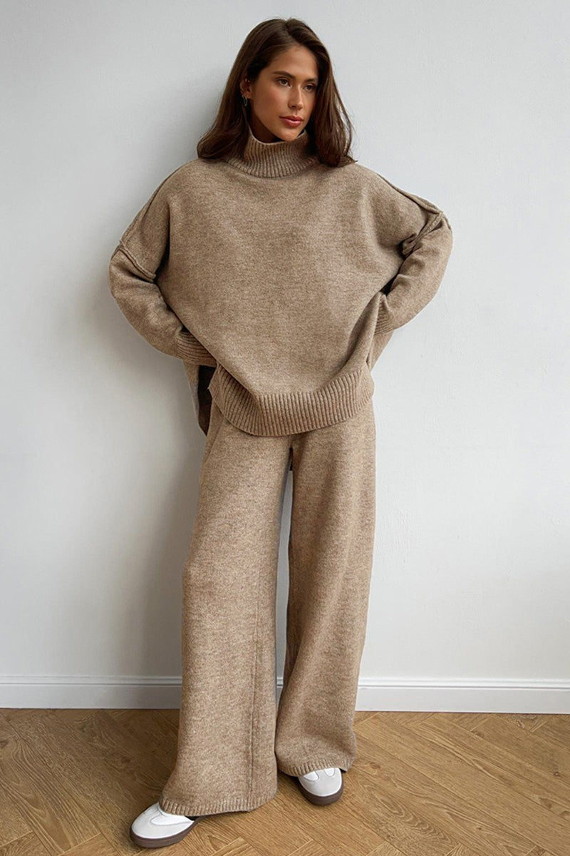 Oversized Turtleneck Sweater Wide Leg Pants Set