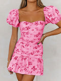 Short sleeve printing dress