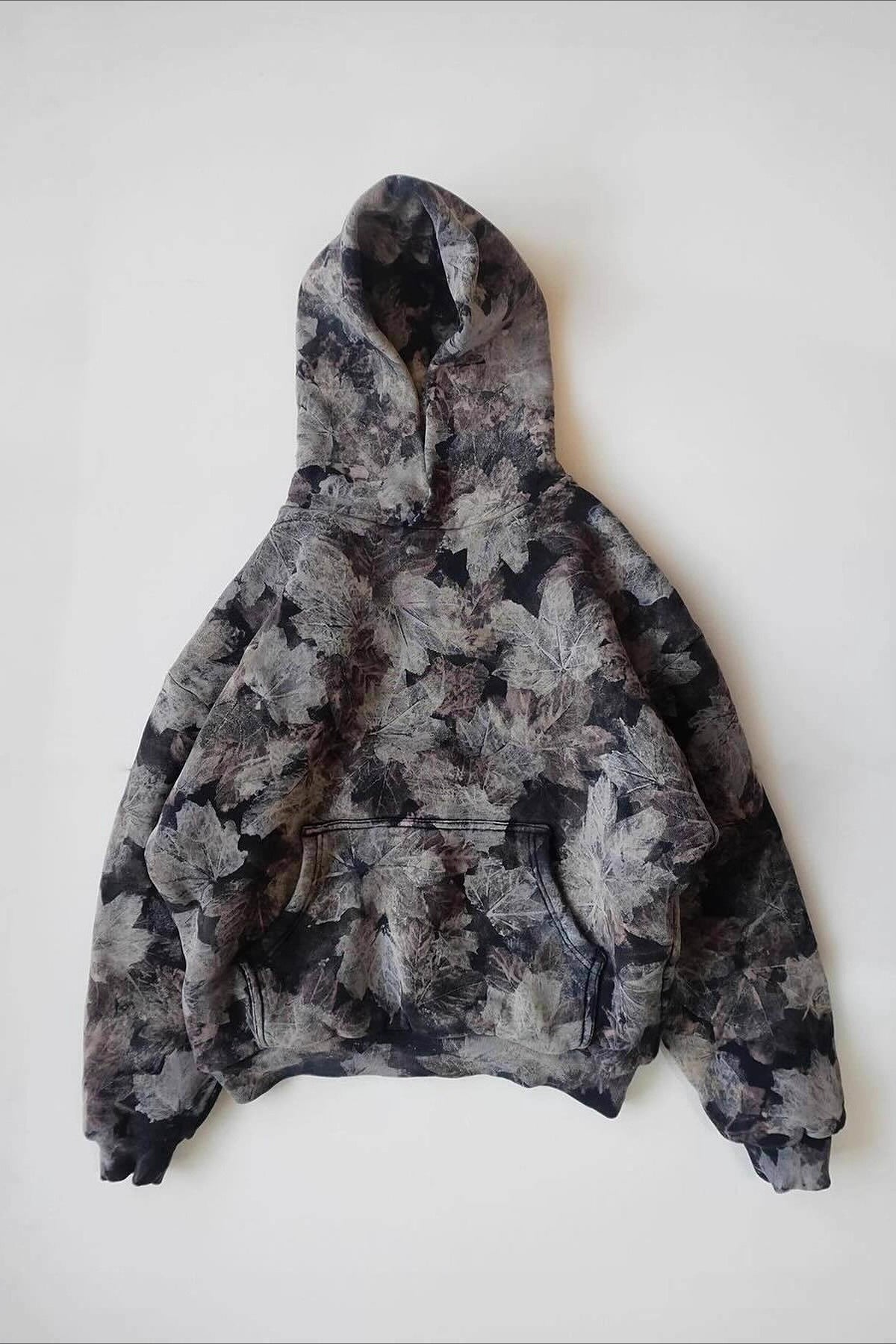 Leaf Print Pullover Hoodie