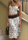Sexy Dot Print Color Block Cami Skirt Sets