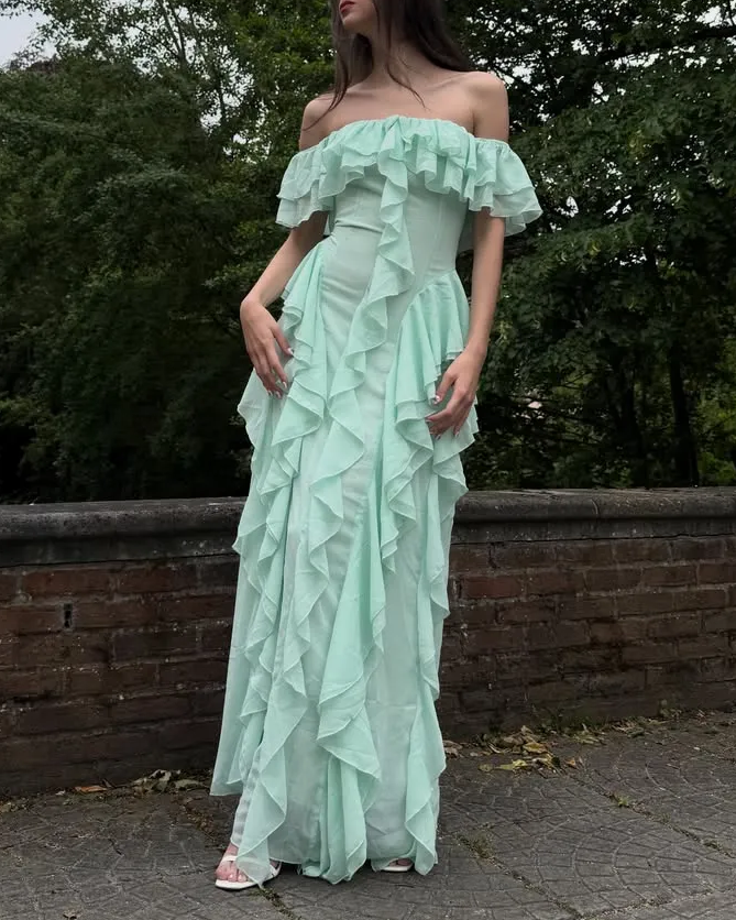 Mint Green Ruffle Maxi Dress