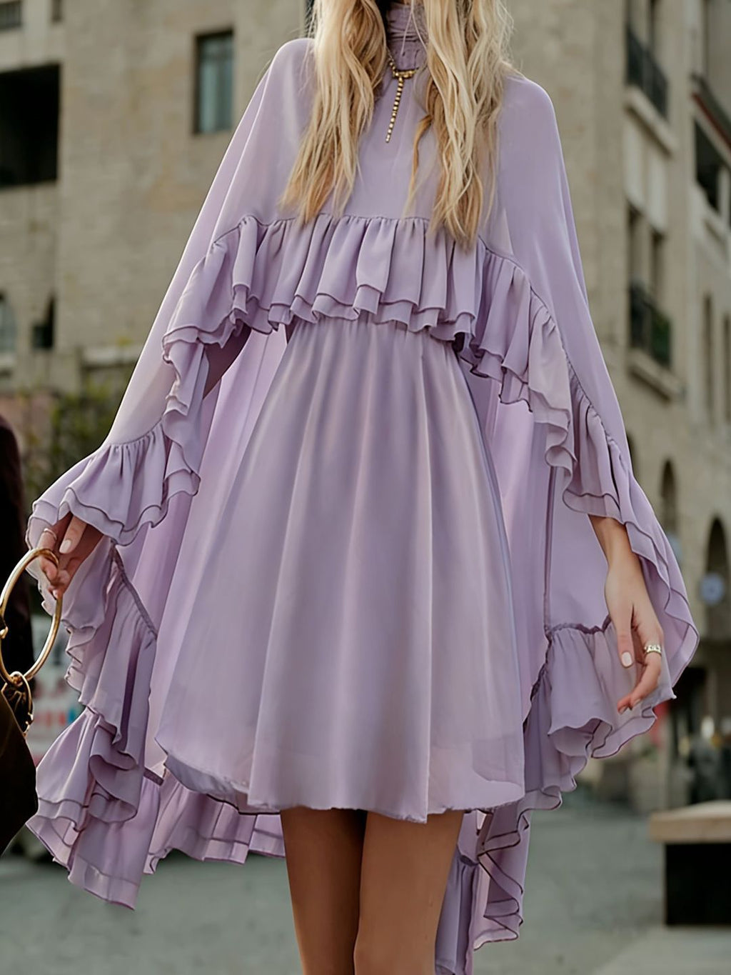 Elegant Chiffon Dress Fashion Inner Match Strap Two-Piece Set