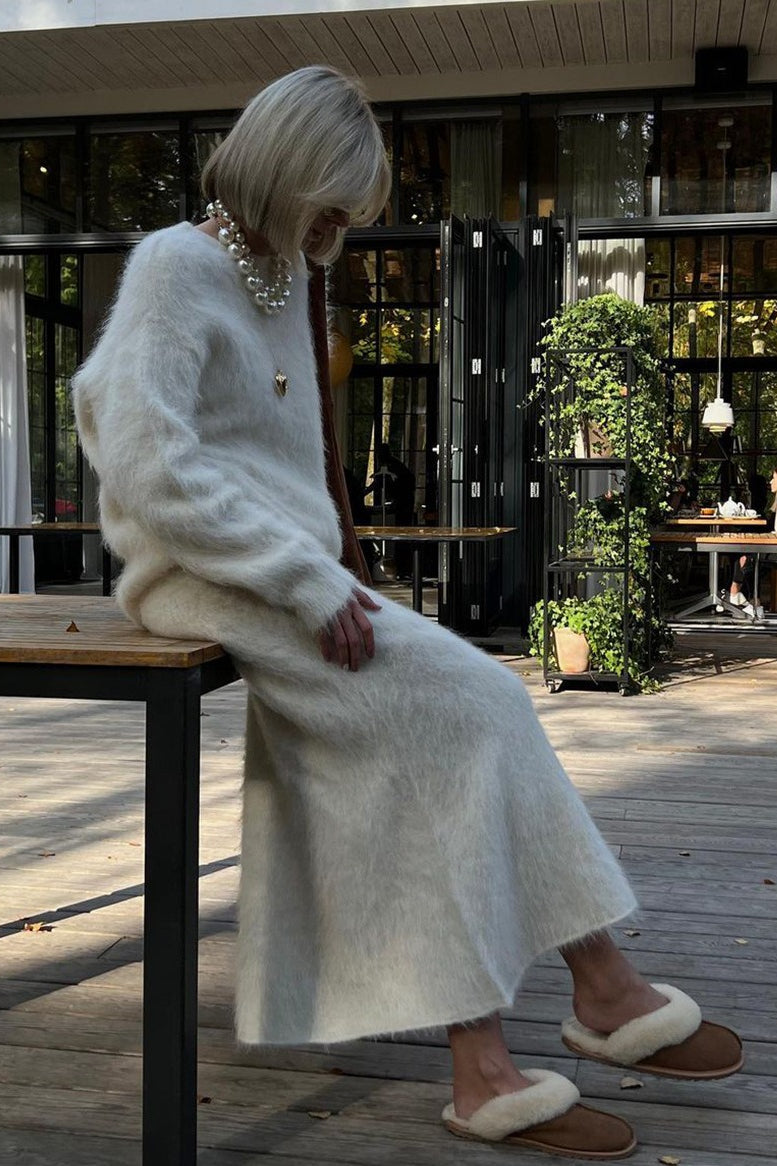 Pullover Sweater Midi Skirt Knit Set