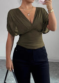 Deep V Tie Back Short Sleeve T-shirt
