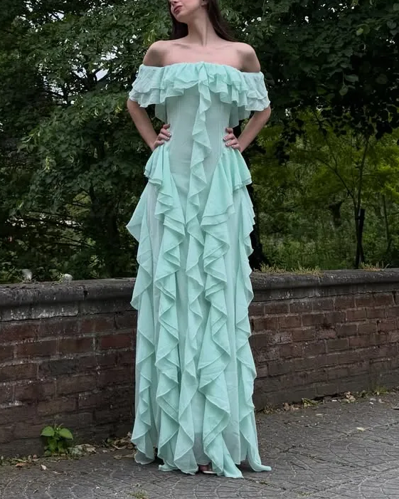 Mint Green Ruffle Maxi Dress