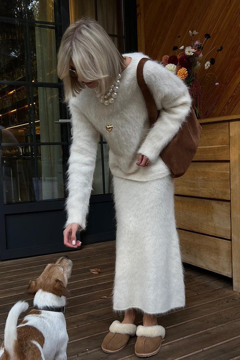 Pullover Sweater Midi Skirt Knit Set