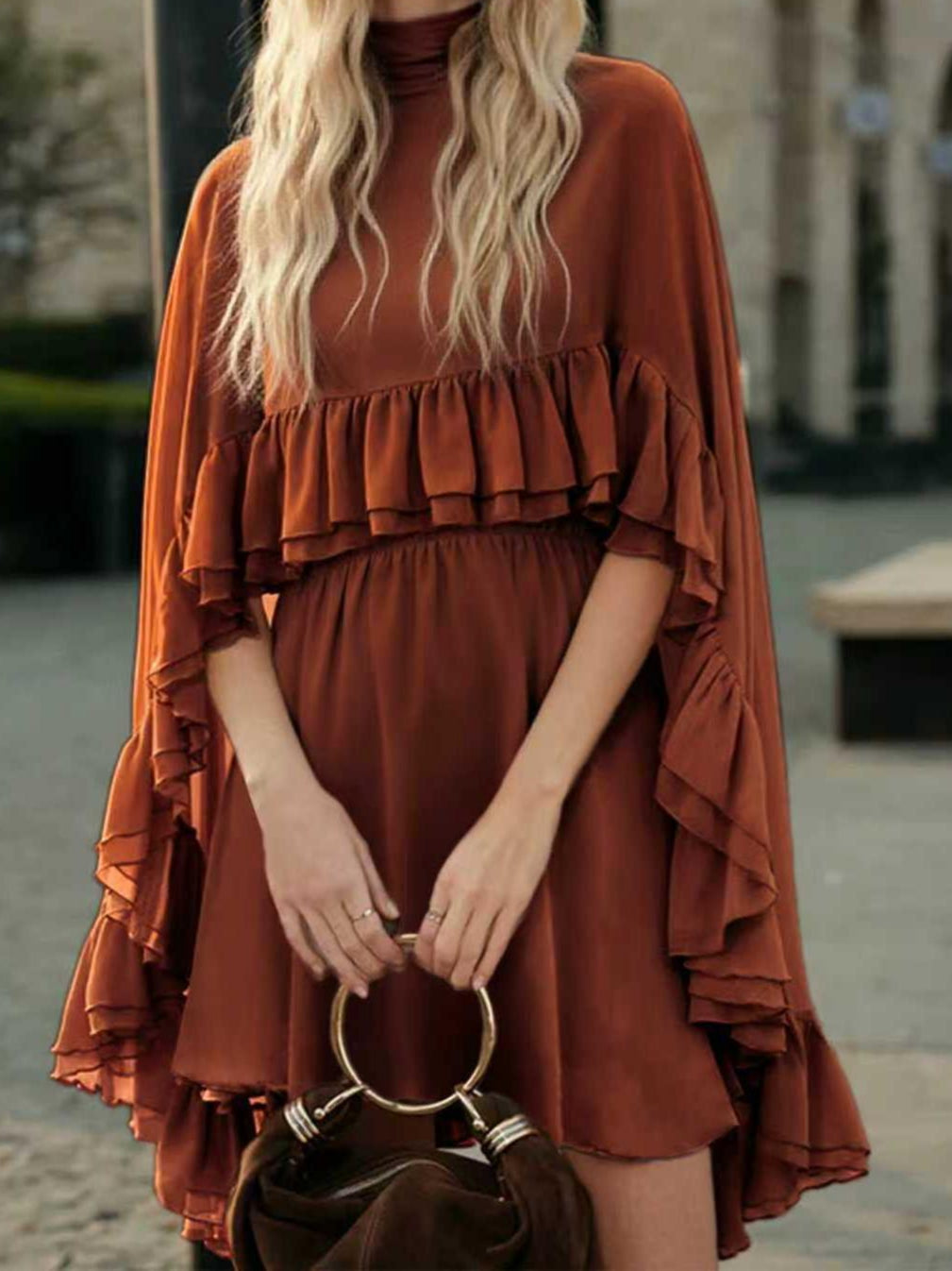 Elegant Chiffon Dress Fashion Inner Match Strap Two-Piece Set