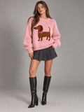 Vintage Lovely Dachshund With Pink Tie Cozy Knit Sweater