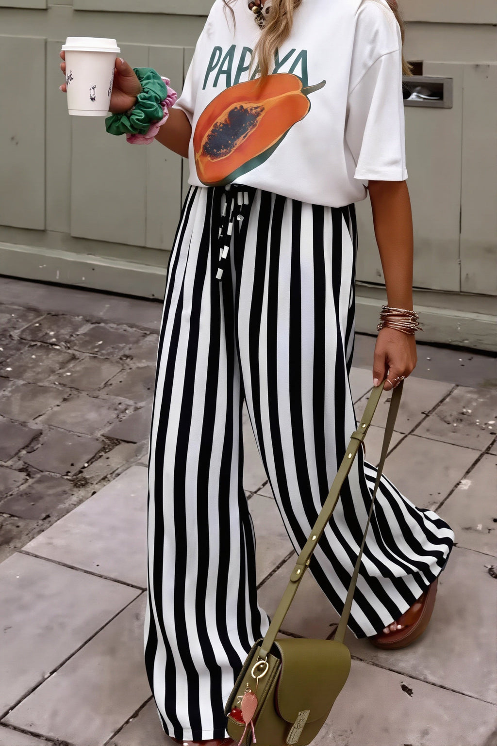 Colorblock Striped Straight Leg Pants