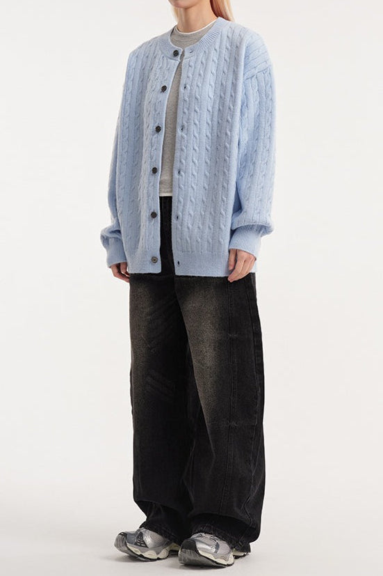 Relaxed Fit Cable Cardigan