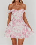 Courting Off-Shoulder Mini Dress Floral Pink