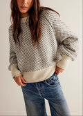 Dotted Panel Loose Crew Neck Sweatshirt