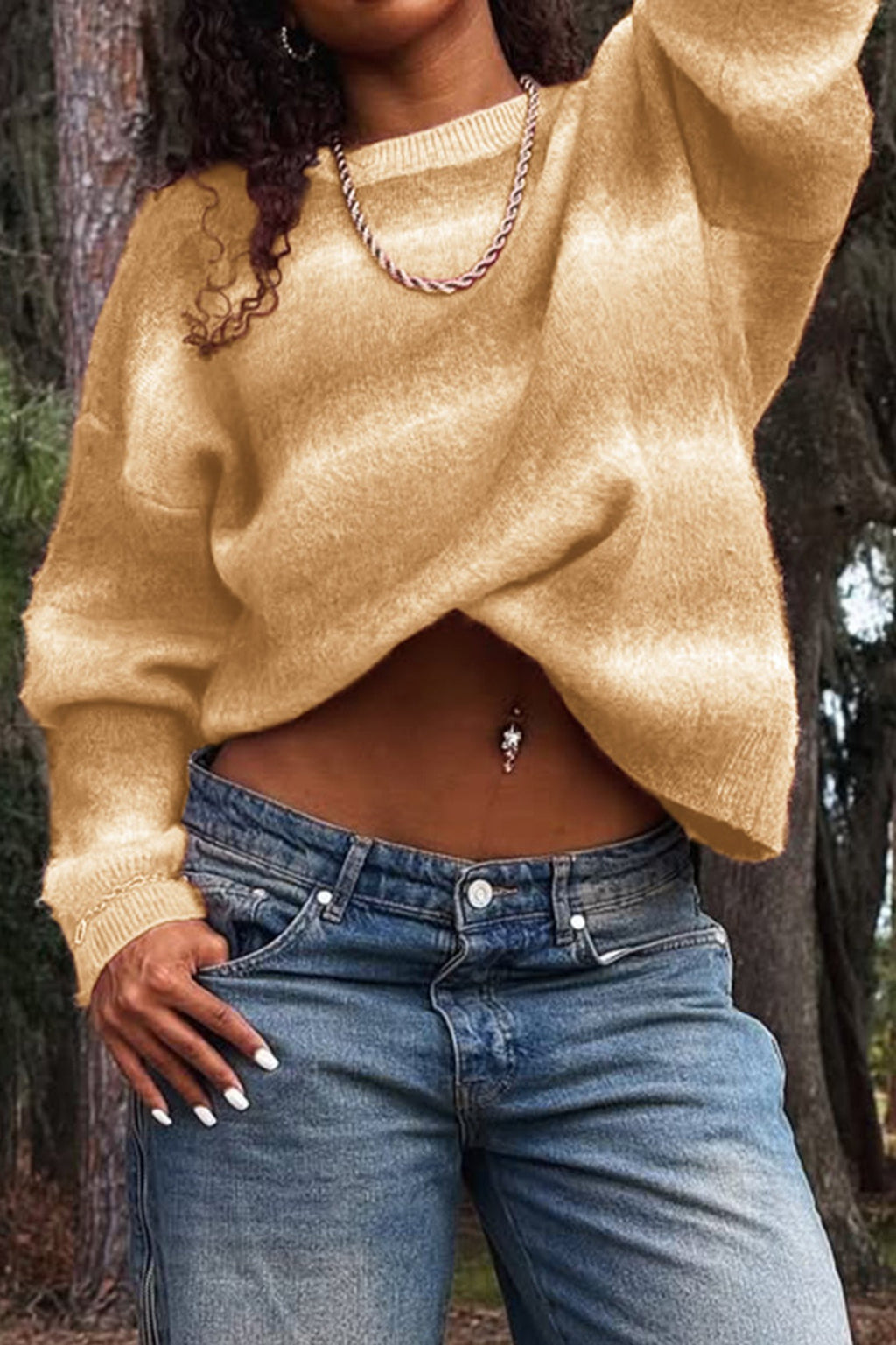 Ombre Crew Neck Relaxed Sweater